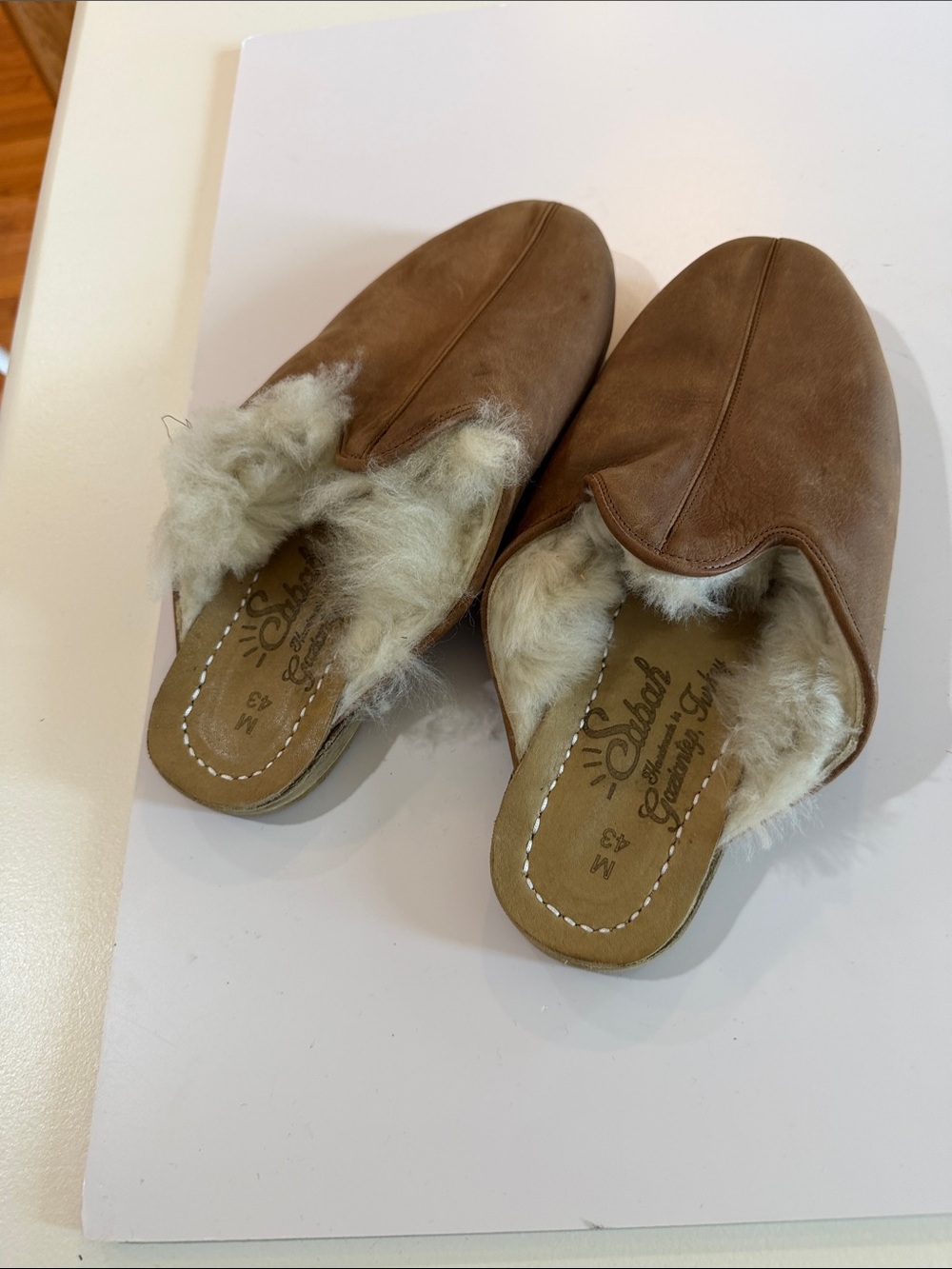 Todd Snyder Sabah Slip-On Faux-Fur Lined Mule Slippers - Brown Sz 43(10).  Bag5